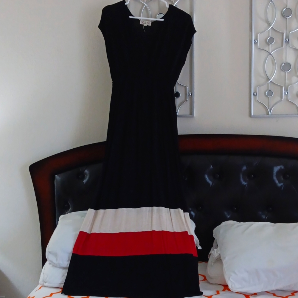 Dress medium pink rose black,beige,  burnt orange